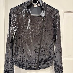 Melrose and Market Velvet Bomber Jacket in Dark Gray Sm